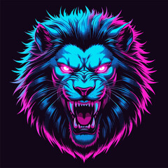 Obraz premium Image of a neon style lion head