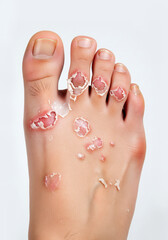 Fototapeta premium Tinea pedis athletes foot fungal infection skin health medical condition dermatology foot care