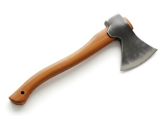 Wooden Handle Hatchet Axe Tool Isolated on White