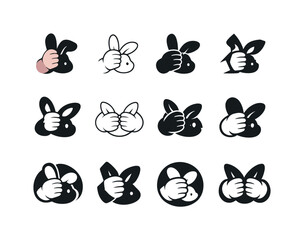 Fototapeta premium Baby Hands Icon Set. baby hands grasping. Icon set. Set Logo of baby hands grasping: infant holding soft toy ear. harmonious logo variations of the same