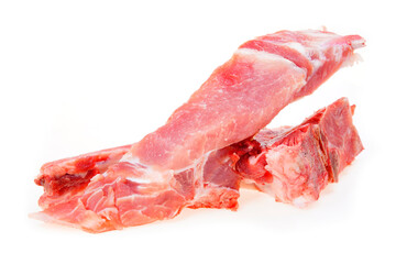 Pork with bones, pork ribs on a white background