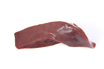 Pig liver on white background