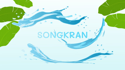 Songkran Thai New Year Water Festival Splash Vibrant flowers and joyful. For ads, web design, marketing. Vector illustration.
