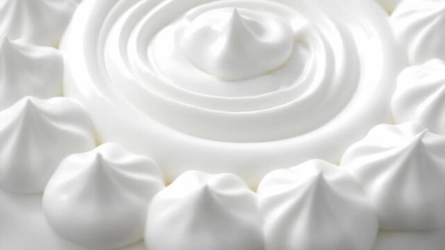 Whipped Cream Topping on White Background.