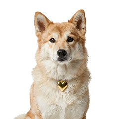 Sweet Valentine Portrait of a Adorable Dog with a Heart Necklace, Celebrating Love and Companionship