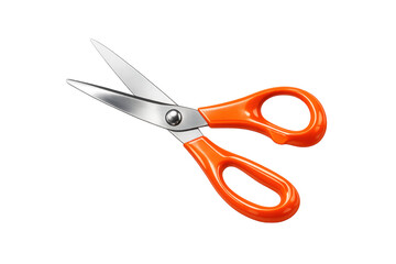 Orange handle scissors with steel blades opening