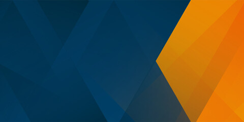 Obraz premium Orange and blue modern abstract wide banner with geometric shapes. Dark blue and orange abstract background. modern design vector