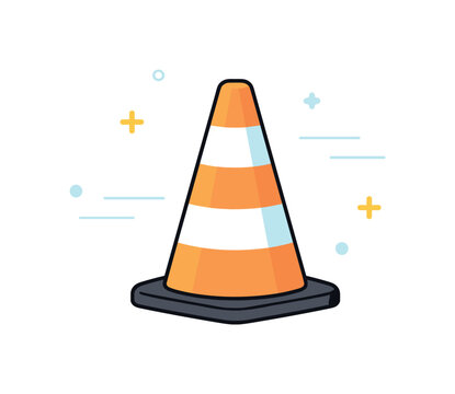 Safety Cone Illustration. Construction site indicator. A single safety cone centered in a clean composition, emphasizing warning and protection. Neutral,