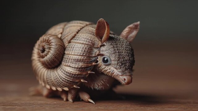 Babyarmadillo rollt sich