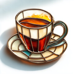 コーヒーステンドグラスチャーム