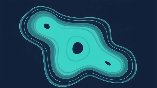 Neon Cyan and Dark Blue Paper Art Layered Background, Modern Liquid Frame Animation