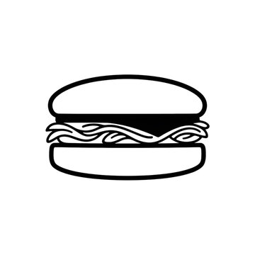hamburger burger sandwich fast food silhouette vector icon