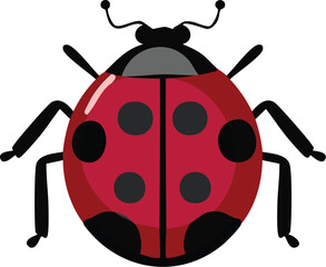 Bright red ladybug icon for garden landscaping and organic farming pest management design concepts isolated on a clean white background
