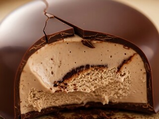 Decadent Chocolate Mousse Cake Slice on Plate