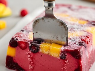 Fruit Panna Cotta Dessert with Berries and Mango