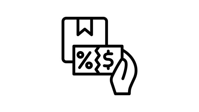 Claim Offer Outline Animation 2D Cartoon 4K Video. Relate To Product Offering, Marketing, Commerce And Shopping. Editable On Transparent Background Alpha Channel.