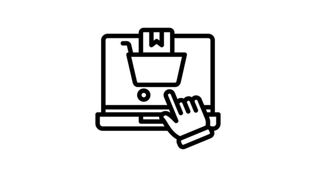 Checkout Outline Animation 2D Cartoon 4K Video. Relate To Product Offering, Marketing, Commerce And Shopping. Editable On Transparent Background Alpha Channel.