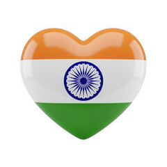 Indian flag heart shape symbol isolated on transparent background
