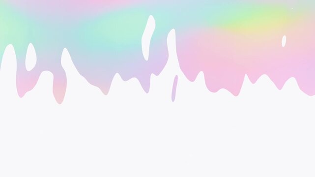 Background colorful liquid dripping effect on white, abstract and artistic modern rainbow colored ripples in looping animation. 