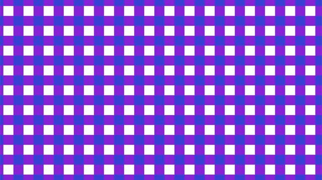 Purple and white checkered pattern background.