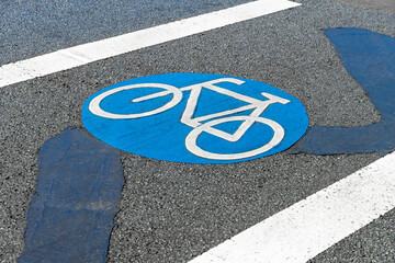 Bicycle Lane Marking on Asphalt Road