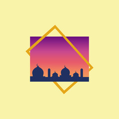Mosque silhouette frame vector illustration. Ramadan, Eid Islamic wallpaper