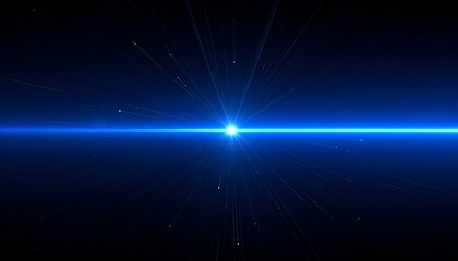 Central bright blue light source with radiating beams against dark background