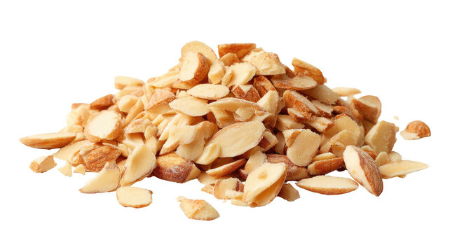 Toasted sliced almonds piled high on black