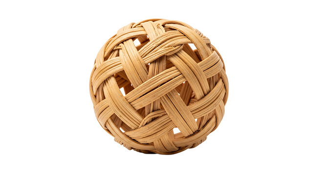 Sepak Takraw Ball: This meticulously woven, spherical sepak takraw ball, crafted from natural rattan, poised for an exciting game. It symbolizes the spirit of competitive sport and cultural heritage.