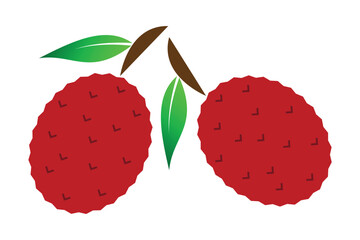 Lychee and Litchi fruit icon, Lychee fruit with leaf icon, Lychee fruit icon isolated on white background