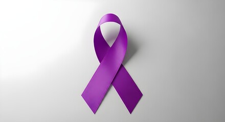 Purple Ribbon Symbol Isolated on White Background for Cancer Awareness and Social Issues