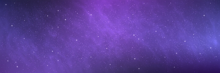 Space background. Beautiful starry texture with color gradient. Infinity universe with shining stars. Milky Way galaxy wallpaper. Glowing night sky. Outer space backdrop. Vector illustration. © Vegorus