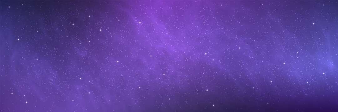 Space background. Beautiful starry texture with color gradient. Infinity universe with shining stars. Milky Way galaxy wallpaper. Glowing night sky. Outer space backdrop. Vector illustration.