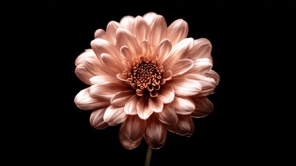 Close Up Pink Dahlia With Dew Drops On Black Background