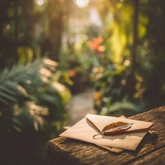 Vintage Letter On Wooden Surface In Garden
