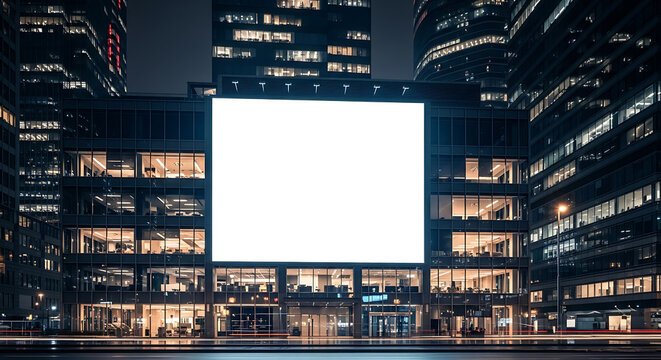 Financial District Blank Billboard Advertising Mockup