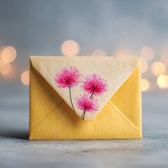 Elegant Vintage Envelope With Pink Floral Design