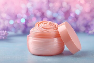 Pink Rose Cream Jar On Pastel Background