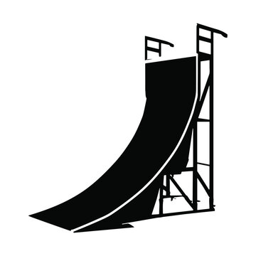 Skateboard half pipe ramp silhouette