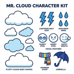 Obraz premium Mr. Cloud Character Kit for Creative Projects