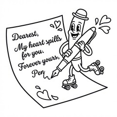Fototapeta premium Cute Coloring Page of a Happy Pen Character