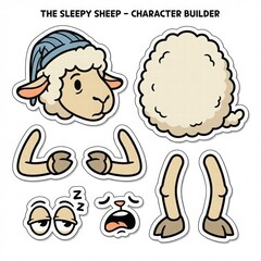 Fototapeta premium Character Builder for Sleepy Sheep Design