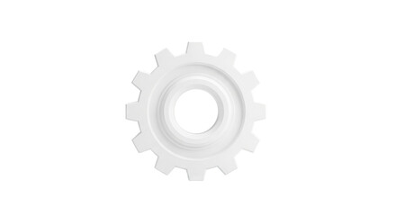 Minimalist White Gear Icon on White Background