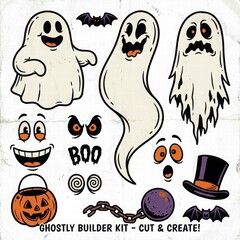 Obraz premium Fun Ghostly Builder Kit for Creative Halloween Projects