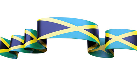 Waving Jamaican Flag Ribbon Banner