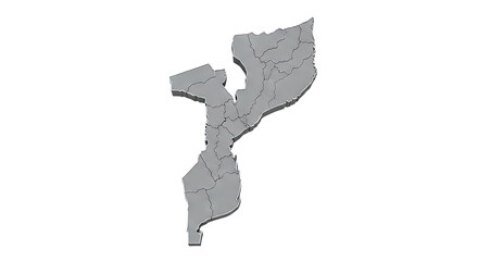 3D Map of Mozambique with Provincial Divisions