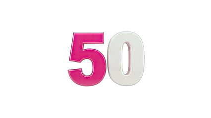 3D Number 50 on transparent background