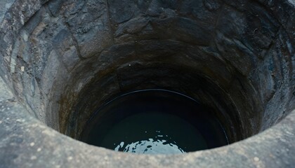 Naklejka premium A water well with a hole, illustrating the challenges of freshwater availability and the importance of global water conservation efforts