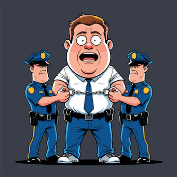 vector illustration of a person being handcuffed by the police