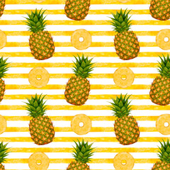 Colorful Pineapple Themed Pattern, Whimsical Pineapple Motifs On White Background Evoke Cheerful Warmth